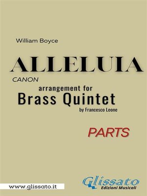 cover image of Alleluia by William Boyce for brass quintet/ensemble (set of parts)
